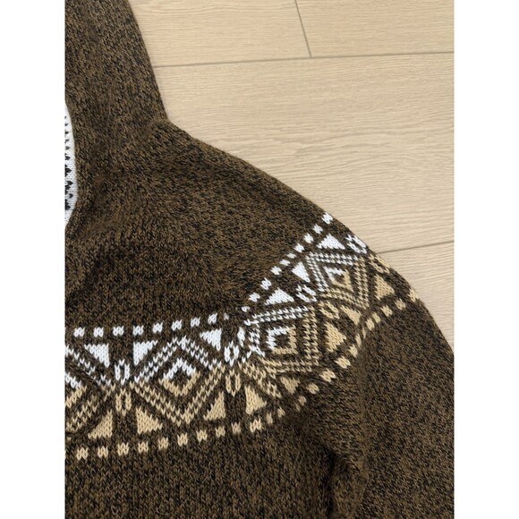 Alpaca Exotic Imports Sweater Brown Black Fair Isle Wool Tunic Small - Picture 5 of 6